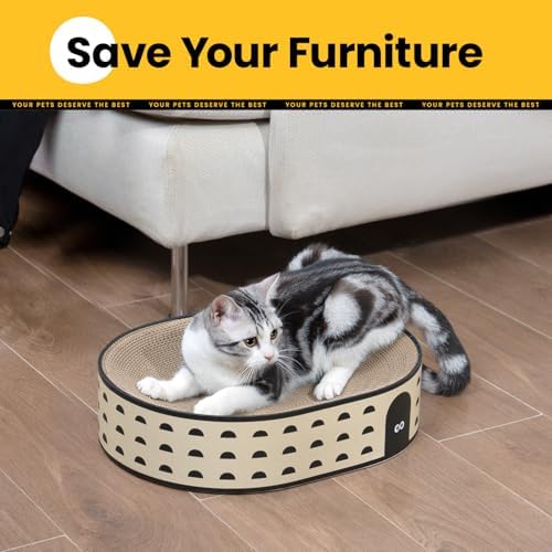 Conlun Oval Cat Scratcher Bed | Scratching Bowl Lounge for Kittens | Medium