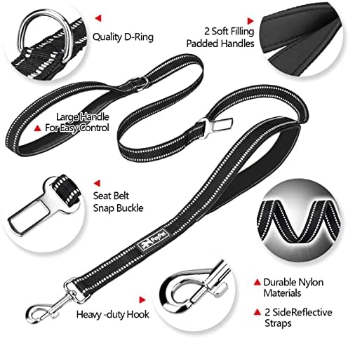 PoyPet 5 Feet Dog Leash with 2 Cushioned Handles (Black)