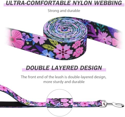Hikiko 6FT Dog Leash Padded Double Handle with Designed Pattern