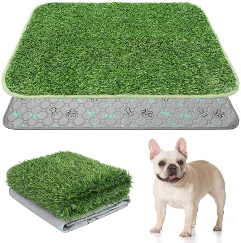 KOOLTAIL Dog Grass Pad with Washable Pee Pads for Puppy Potty Tray,20"*25" Soft Artificial Turf Multipurpose Reusable Grass Patch Pads for Dogs Litter Box, Leakproof for Doggie Training Indoor Outdoor