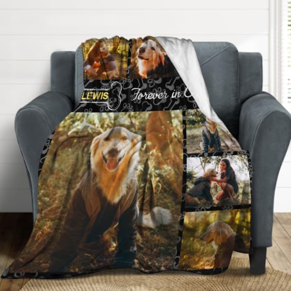 Artsadd Personalized Dog Blanket with Photos & Pet Name, Custom Dog Memorial Throws Blanket for Pet Remembrance Gifts, Customized Puppy Blanket, in Loving Memory Blanket for Pet Owner Dog Lover L