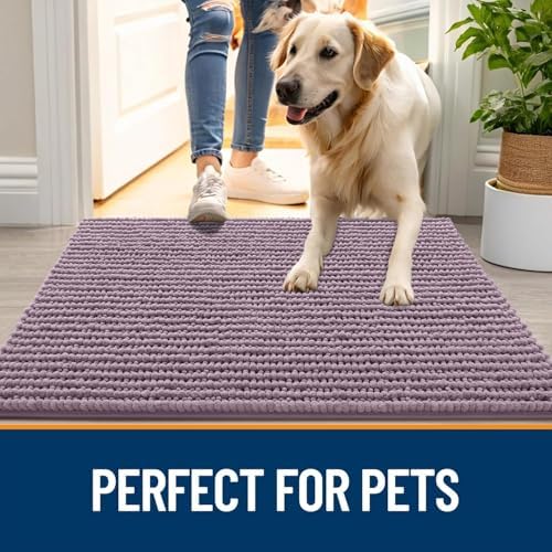 OLANLY Dog Door Mat for Muddy Paws 44x24, Extra Absorbent Chenille Mud Mat