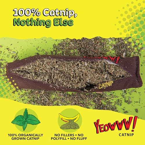 Yeowww! Catnip Cigar Cat Toy - 7 in Catnip Toy for cats, 100% Stuffed with Premium Organically Grown Catnip, Made in USA