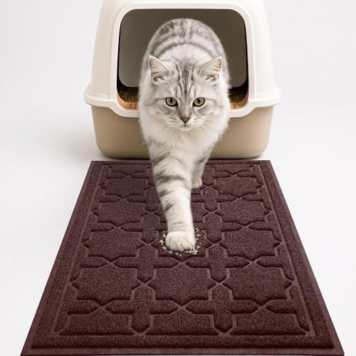Yimobra Cat Litter Mat, Waterproof Litter Trapping Mat, 24x20, Dark Coffee