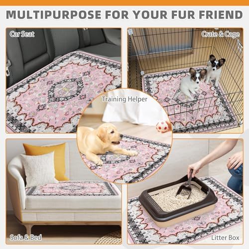 KOOLTAIL Washable Pee Pads for Dogs, 4 Pack Super Absorbent Reusable Puppy Training Pads Waterproof, Nonslip and Leak-Proof Dog Pee Pads, Large Pet Mats Whelping Pads for Floor, Crate, Couch, 24"x36"