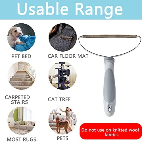 Reusable Lint Roller, Dog Cat Hair Remover, Dog Hair Carpet Rake Remove Everyday Furniture, Clothes, Car Upholstery Pet Hair, 2-Pack Combination Carpet Hair Removal Tool Gray