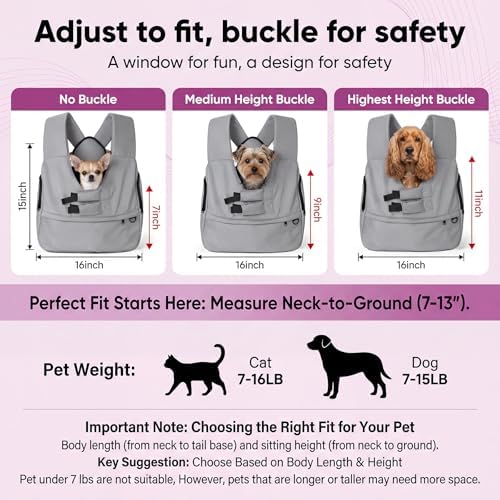 Dog Carrier Sling for Small Dogs, Front Dog Carrier Backpack with Adjustable Fit, Hands-Free Pet Sling Carrier with Removable Washable Mat, Padded Shoulder Straps & Waist Support for Puppies and Cats
