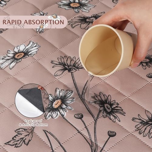 IEUUMLER Washable Pee Pads for Dogs, 2 Pack Non-Slip & Waterproof Pack Whelping Pad, Reusable Puppy Potty Training Pad with Fast Absorbent for Playpen EU007 (Muted Coffee Daisy, 36"X24"-2pcs)