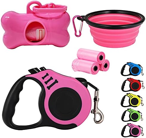 Retractable Dog Leash, Heavy Duty 10FT Leashes, Pink