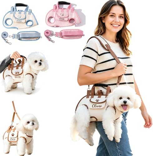 Personalized Name Pet Purse Carrier, Head-Out Tote for Small Dogs & Cats (Customize Now)