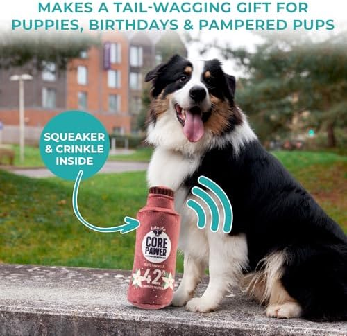 Haute Diggity Dog Core Pawer Pawtein Muttshake Plush Dog Toy, Funny Parody