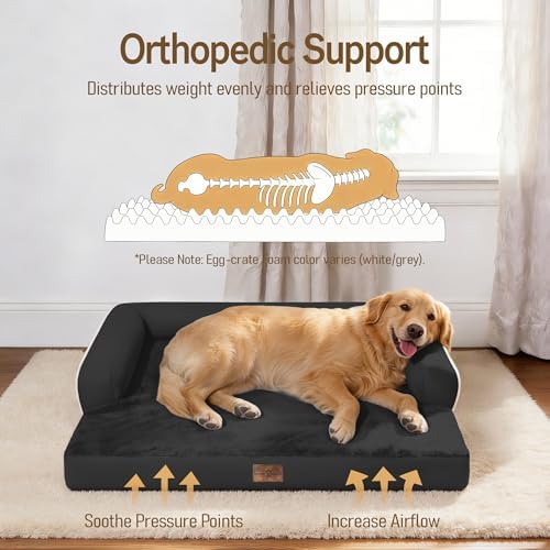 Comfort Expression Washable Dog Bed with Bolster for Medium to Large Dogs
