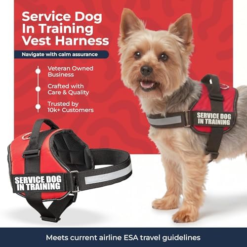 Industrial Puppy Service Dog in Training Vest Harness, XXS 13.5-17 in Red