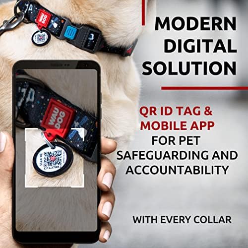 WAUDOG Adjustable Nylon Dog Collar for Large Small Medium Dogs with QR Tag