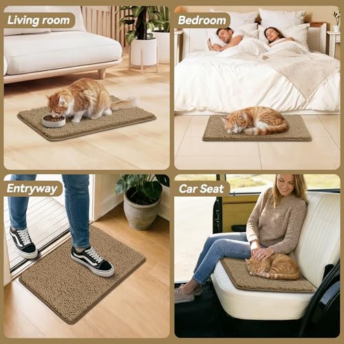 Bcoimo Super Absorbent Cat Door Mat, 24"*17" Anti Slip Mat for Muddy Paws