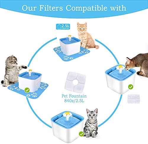 Cat Water Fountain Filters, 8 Packs Filter for Automatic Cat Water Filter, Carbon Replacement Filter for 84oz/2.5L Pet Water Fountain, Dog Water Dispensers