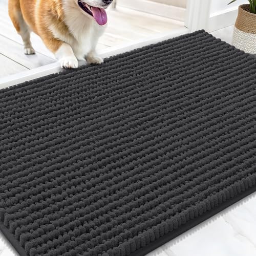 OLANLY Dog Door Mat for Muddy Paws 30x20, Extra Absorbent Chenille Mud Mat