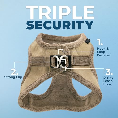 Voyager Step-in Plush Dog Vest Harness -Latte Suede, L