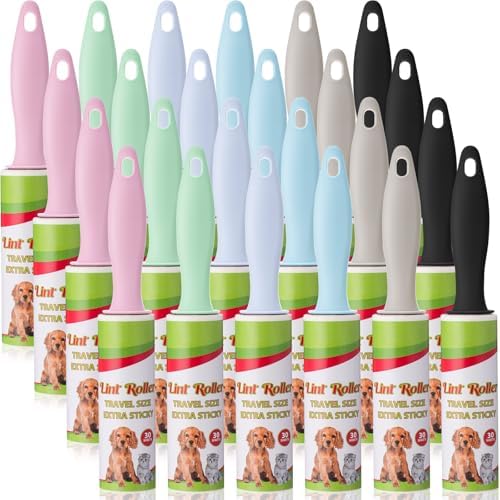 Hushee 24 Pcs Mini Lint Roller for Travel Size, Pet Hair Remover