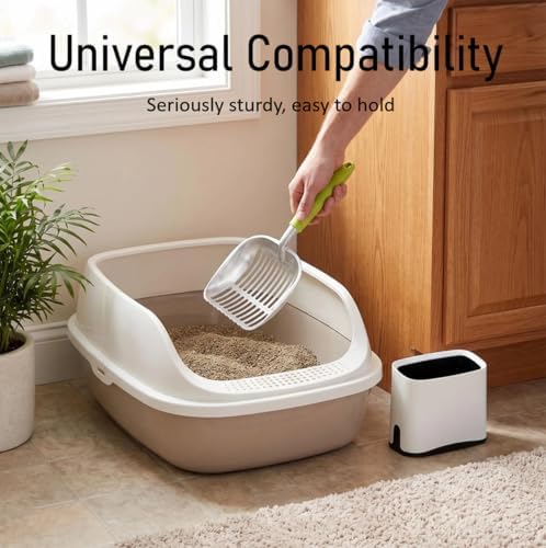 Heavy Duty Cat Litter Scoop with Holder - All Metal Cat Litter Scooper with Holder - Reduces Dust & Waste - Kitty Litter Sifting Shovel Comfy Handle - Stainless Steel Cats Litter Scooper