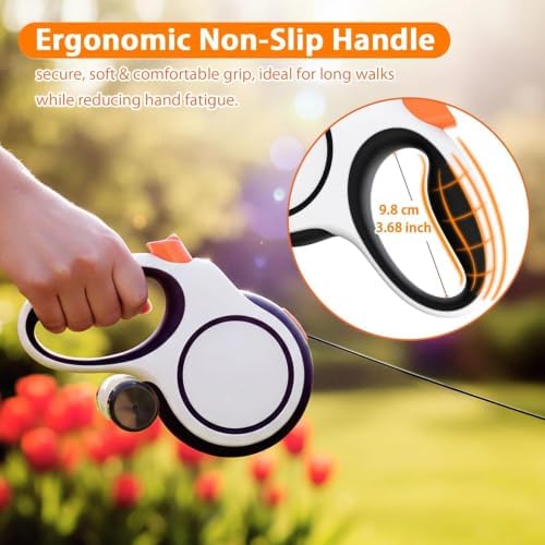 26FT Retractable Dog Leash for Medium & Large Dogs Up to 115 lbs, Heavy Duty Anti-Tangle Tape Leash with Quick Brake Lock, Comfortable Non-Slip Handle for Walking, Running & Training