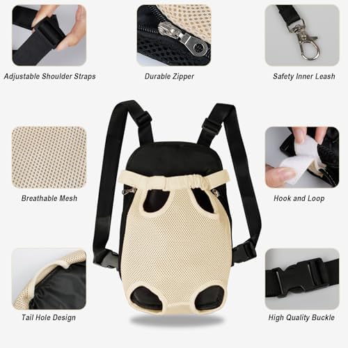 FEimaX Dog Carrier Backpack Pet Legs Out Front Cat Travel Bag, Adjustable Puppy Backpacks Carriers Hands-Free for Small Medium Dogs Cats Hiking Traveling Camping Daily Walking