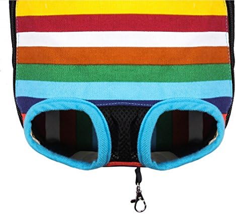 Pet Dog Puppy Cat Carrier Five Holes Backpack Double Shoulder Straps Canvas Cotton Front Chest Backpack Bag(Colourful, Small)