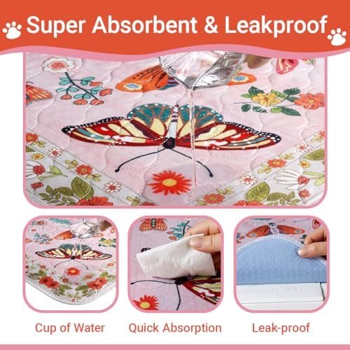 Pink Large Absorbent Reusable Washable Pee Pads for Dogs, 2 Pack 48"x36"