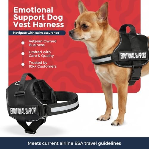 Industrial Puppy Emotional Support Vest Harness, XS 16.5-21.5 in, Black