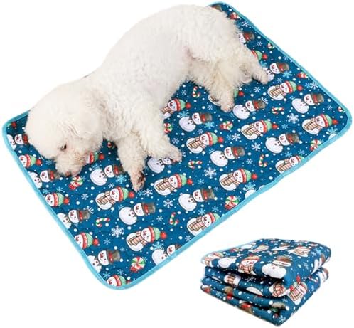 Bamy 2 Pcs Washable Dog Pee Pads Christmas Pet Training Pads Non-Slip Waterproof Doggie Whelping Reusable Dogs Mat with Santa Claus Snowman Elk Pattern (Snowman, 40x28 inch)