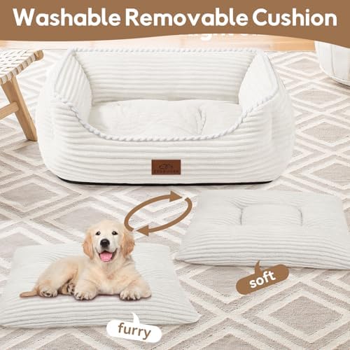 Zerbuger 25in Cream Rectangle Cat Dog Bed Machine Washable Sleeping Sofa