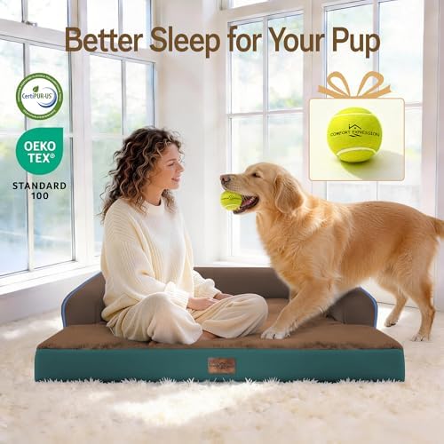 Comfort Expression Washable Dog Bed with Bolster for Medium to Large Dogs