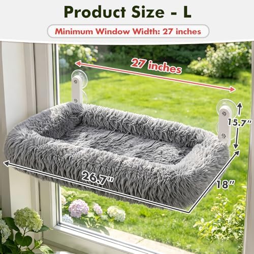 Zoratoo Foldable Cat Window Perch, Widened Cushion Cat Bed for Large Cats