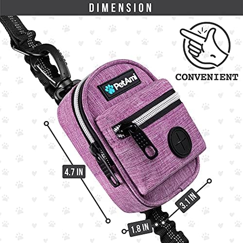 PetAmi Dog Poop Bag Holder for Leash, Waste Bag Dispenser Pet Pouch, Purple
