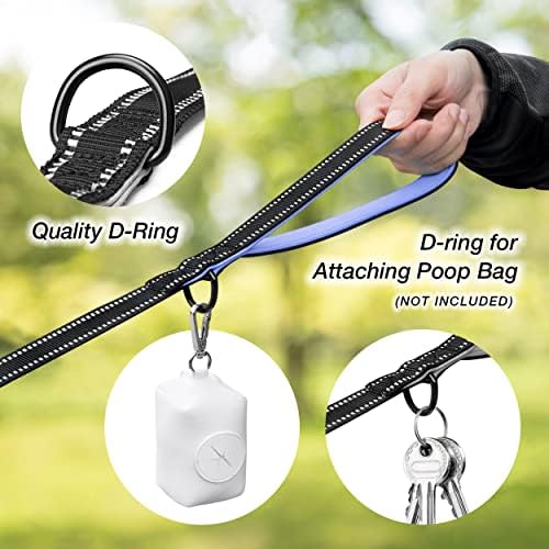 PHOEPET 5 Feet Heavy Duty Dog Leash - Reflective - Soft Padded Handle