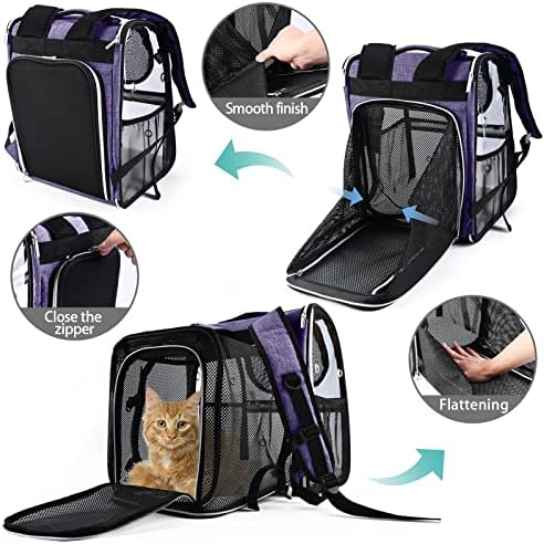 BAGLHER Expandable Pet Carrier Backpack，Pet Bubble Backpack for Small Cats Puppies Dogs Bunny, Airline-Approved Ventilate Transparent Capsule Backpack for Travel, Hiking and Outdoor Use. Purple