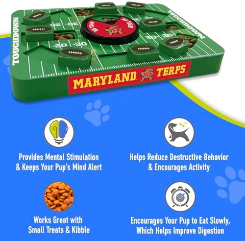 Pets First NCAA Maryland Large Puzzle Toy - Interactive Treat and Slow Feeding Toy for Dogs, New Large Size