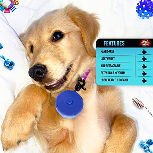 Galaxy Blue + Free Bonus Leash! Wearable Mini Adjustable Dog Leash for Hiking, Training & Adventure. Powerful Lightweight 36" Retractable Keychain Clip. Durable & Comfort Grip for Off Leash Walking.