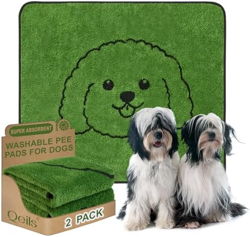 Qeils Reusable Puppy Pads , Washable Pee Pads for Dogs 36" x 41" 2 Pack