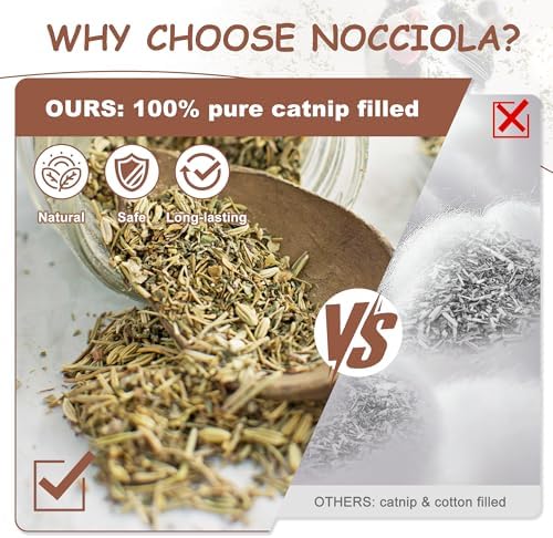 Nocciola 3 Pack Catnip Toys for Cats, Funny Cat Toys Filled with 100% Pure Organic Catnip, Safe Kitten Teething Chew and Kicker Toys, Stress Relieving Fun for Indoor Cats, Brown