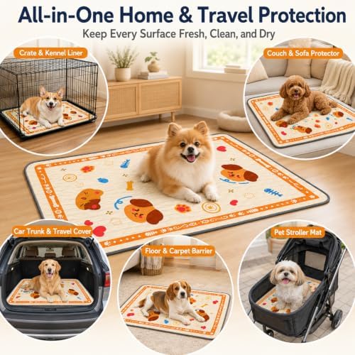 Washable Dog Pee Pads Reusable Puppy Training Pads 2 Pack 24"x36"