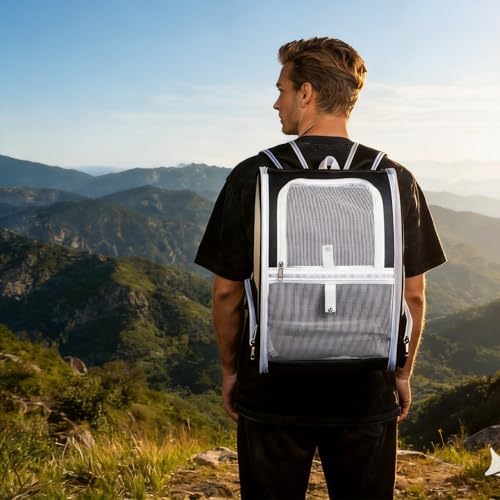 Cat Dog Backpack 12.6"×11.4"×16.5" Large Breathable Pet Bag Carrier