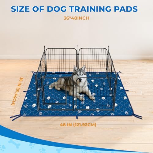 Fostanfly Washable Pee Pads for Dogs, Ultra-Absorbent, 36"x48"-2 Pack, Blue