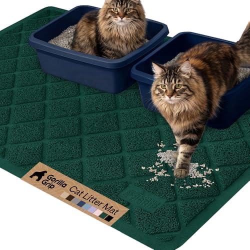 GORILLA GRIP Cat Litter Box Mat, Coiled Mesh Trapping Mats, 47x35 Green