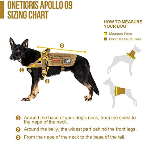OneTigris Service Dog Harness No-Pull Dog Harness Adjustable Comfort Pet Dog Vest Harness for Outdoor Walking Medium Black