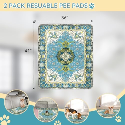 Washable Pee Pads for Dogs and Cats - 100% Waterproof Leakproof Reusable Puppy Pads, Super Absorbent & Non-Slip Whelping Training Pads Litter Mat for Furniture Protector Pet Housebreaking