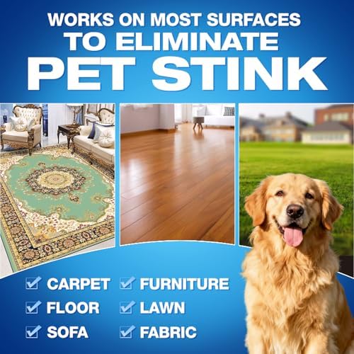Pet Odor Eliminator Spray for Home, Fragrance Free Dog and Cat Urine Odor Remover for Carpet, Litter Box, Furniture, Pet Bedding and Floors, Colorless, 16.9 Fl Oz