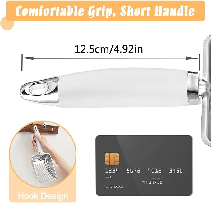 Cat Litter Scoop - Stainless Steel Metal Cat Litter Scoop-Sturdy Mesh Scooper - Mesh Shovel-Easy to Clean - Suitable for Cat Litter Box -Grey White-Christmas