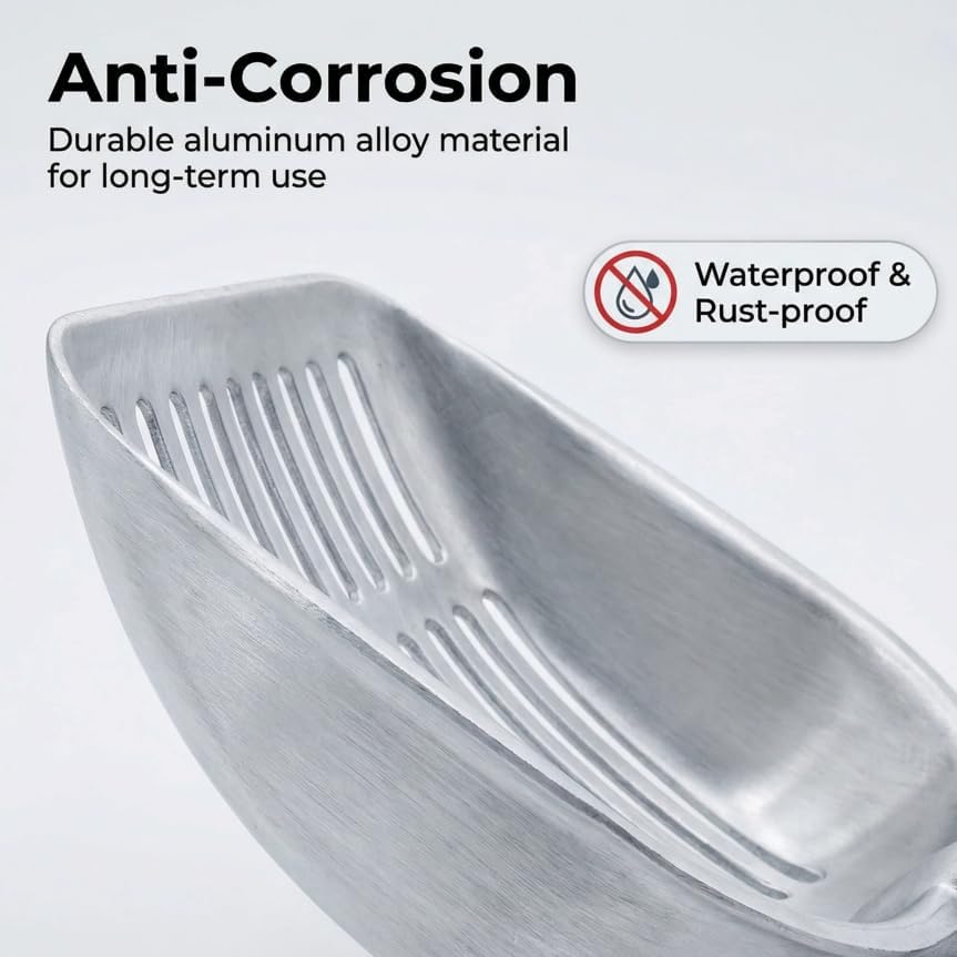 Heavy Duty Cat Litter Scoop with Holder - All Metal Cat Litter Scooper with Stainless Steel Holder - Speed Sifter Litter Box Scooper Captures All Clumps