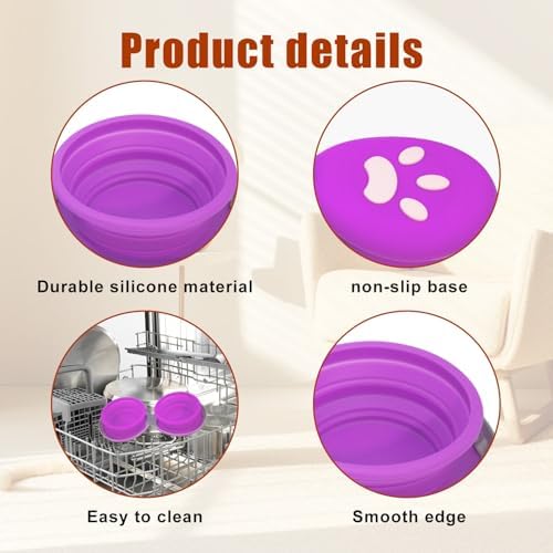 2-in-1 Collapsible Dog Travel Bowl Portable Silicone Carabiner